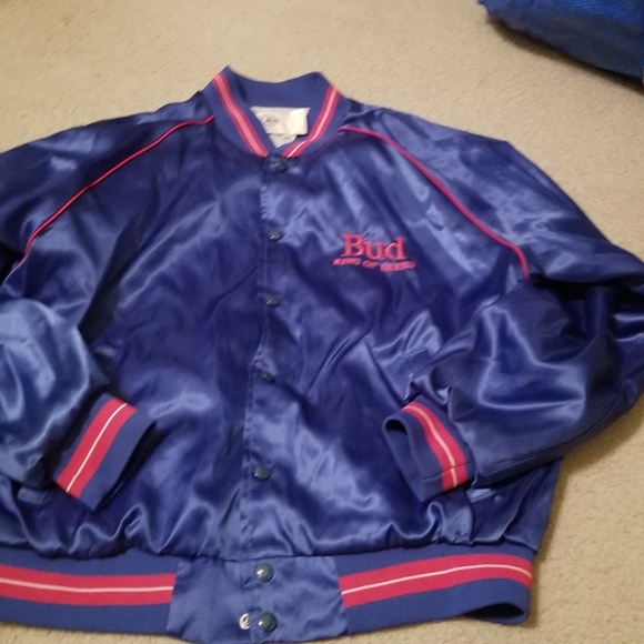 Official Product Jackets & Coats Budweiser Bud King Of Beers Satin Jacket Vtg 8s Anheuser